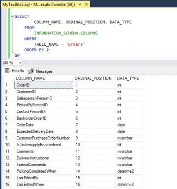 Getting The List Of Column Names Of A Table In SQL Server | My Tec Bits