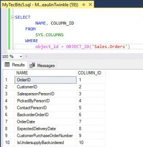 Getting The List Of Column Names Of A Table In SQL Server | My Tec Bits