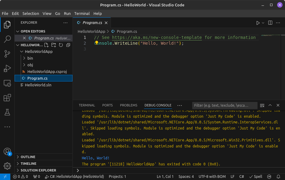 Installing .NET SDK in Linux Mint and debugging C# code in VS Code