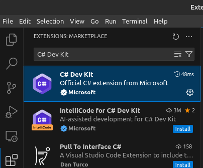 Install C# Dev Kit extension in VS Code