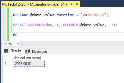 begin of the month sql server