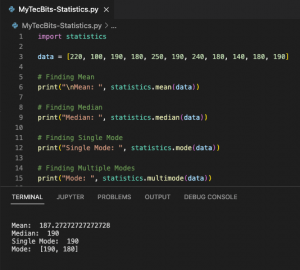 mean median mode program in python assignment expert