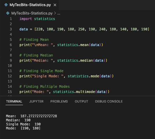 How To Calculate Mean Median And Mode In Python My Tec Bits