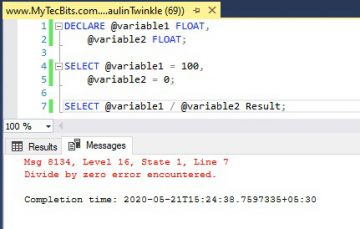 Solution for Msg 8134 Divide by zero error encountered