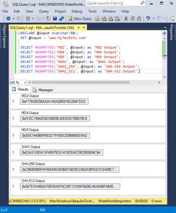 Hash Code Encryption with HASHBYTES in SQL Server | My Tec Bits