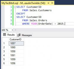 Get records from one table which are not present in another table using ...