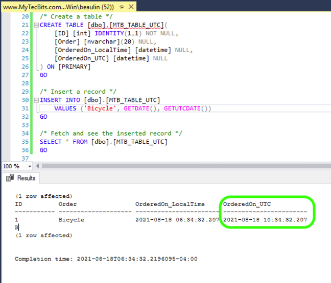 Convert Datetime With Timezone To Utc Sql Server