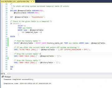 Check And Drop System-versioned Temporal Table If Exists 