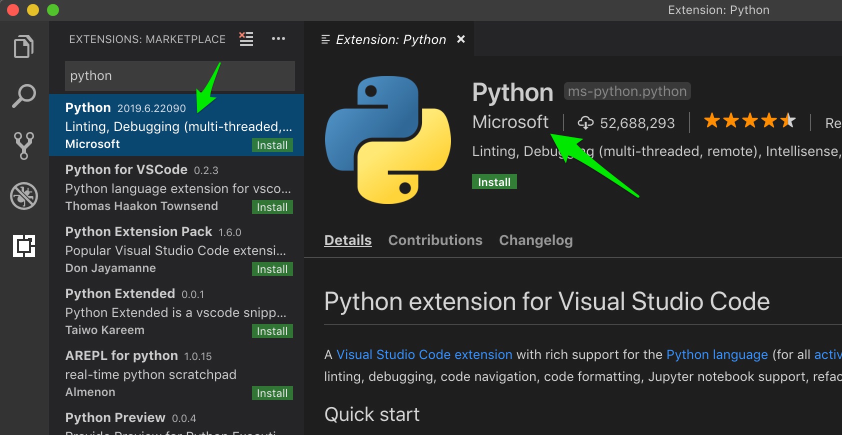 visual studio code python environment