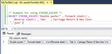 Escape Special Characters Using STRING_ESCAPE | My Tec Bits